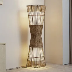 Jacinto gulvlampe, bambus, hamp, højde 130 cm^Lindby Discount