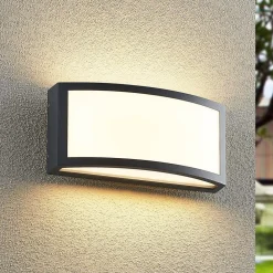 Lindby Væglamper>Jakari udendørs LED-væglampe, kantet, hvid