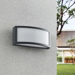 Lindby Væglamper>Jakari udendørs LED-væglampe, kantet, hvid