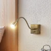 Lindby Jolka LED-læselampe, afbryder, antik messing