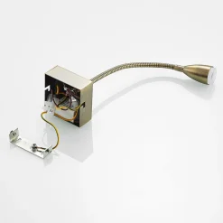 Lindby Jolka LED-læselampe, afbryder, antik messing
