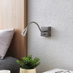 Lindby Jolka LED-læselampe, afbryder, nikkel