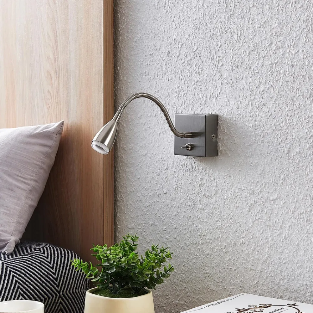 Lindby Jolka LED-læselampe, afbryder, nikkel