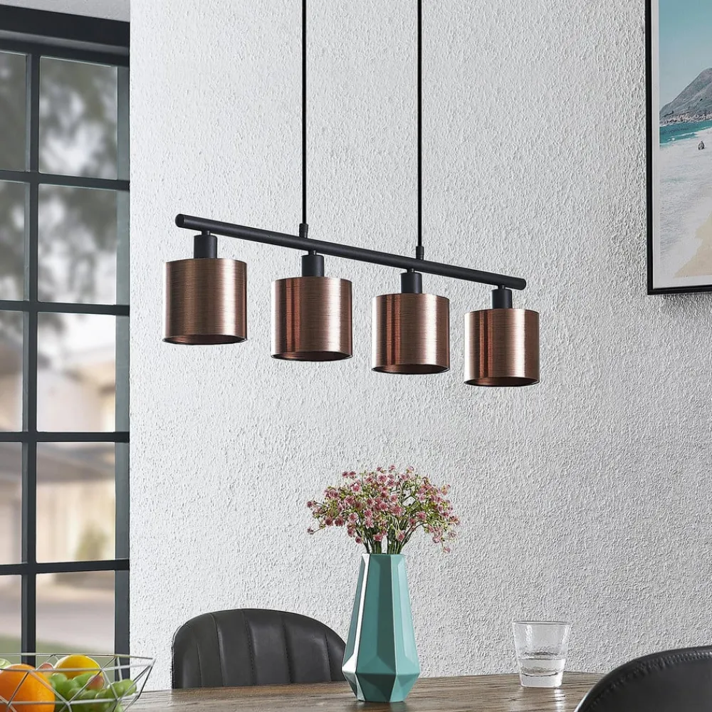 Lindby Joudy pendellampe, 4 lyskilder, mørk bronze
