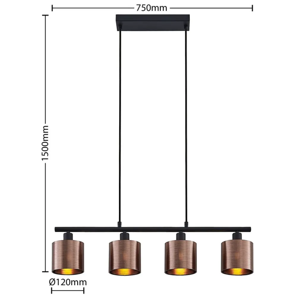Lindby Joudy pendellampe, 4 lyskilder, mørk bronze