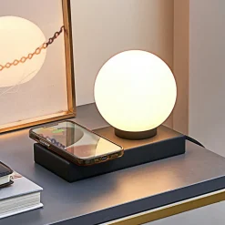 Lindby Arbejdsrum/Kontor|Bordlamper>Junis bordlampe, sort, opladningsfunktion