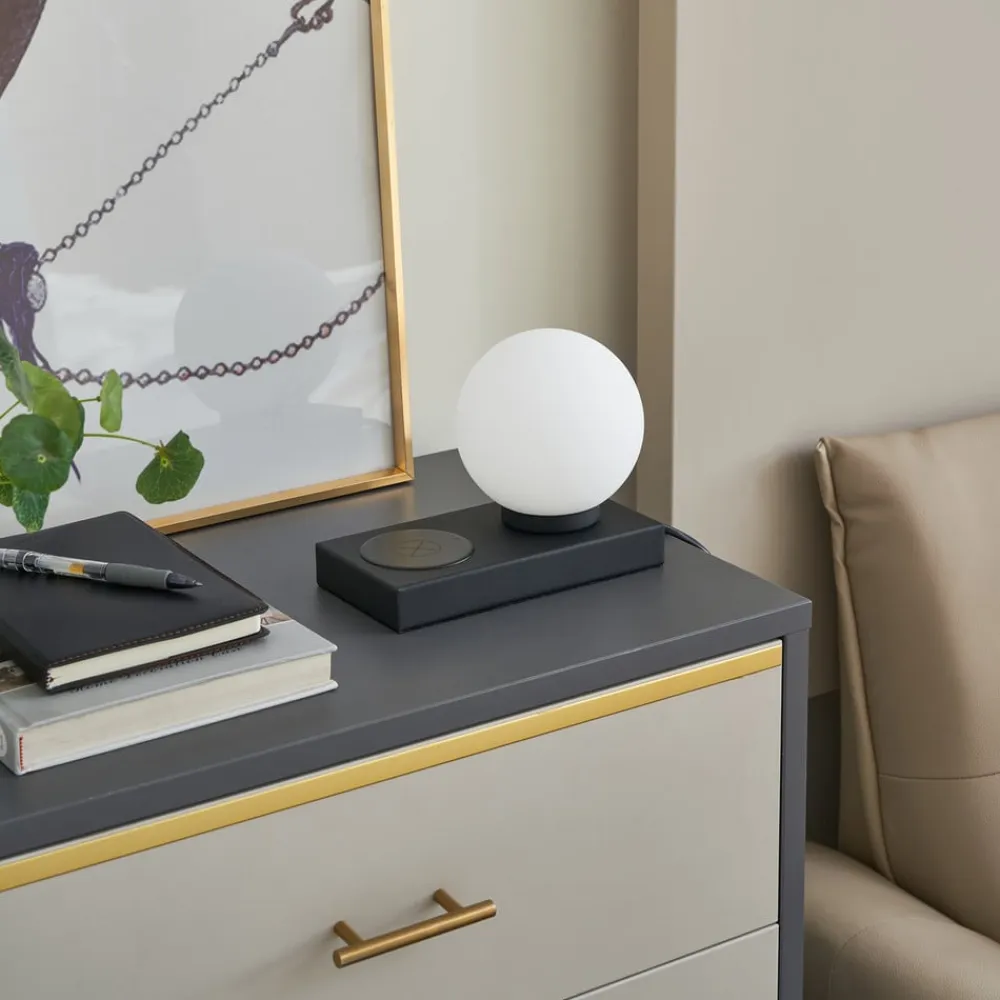 Lindby Arbejdsrum/Kontor|Bordlamper>Junis bordlampe, sort, opladningsfunktion