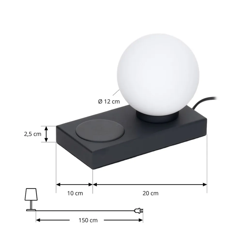 Lindby Arbejdsrum/Kontor|Bordlamper>Junis bordlampe, sort, opladningsfunktion