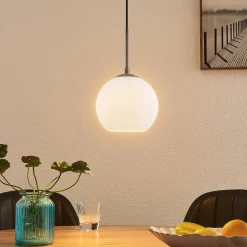 Jurian pendellampe 1 lyskilde, nikkel/opal^Lindby