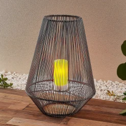 Lindby Dekorationsbelysning>Kaati LED solcellelygte, rattanlook, 37 cm