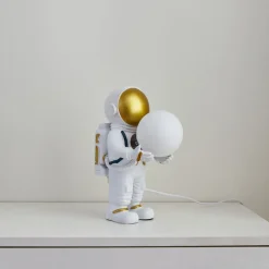 Lindby Kosmo bordlampe, hvid/guld, keramik, glas