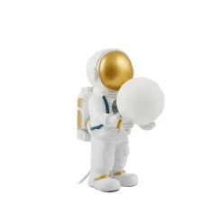 Lindby Kosmo bordlampe, hvid/guld, keramik, glas