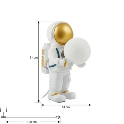 Lindby Kosmo bordlampe, hvid/guld, keramik, glas