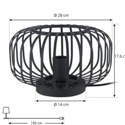 Krish bordlampe i bur-look, sort^Lindby Online