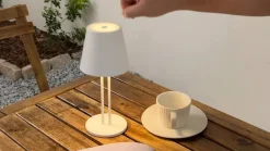 LED genopladelig bordlampe Janea TWIN, hvid, metal^Lindby Hot