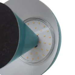 LED genopladelig bordlampe Nevijo, petrol, Ø18cm, USB, dæmper^Lindby Best