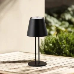 Lindby Dekorationsbelysning|Terrassebelysning>LED genopladelig bordlampe Janea TWIN, sort, metal