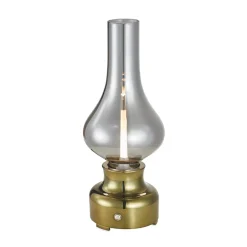 Lindby LED genopladelig bordlampe Maxentius, grøn, glas, dæmper