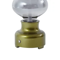 Lindby LED genopladelig bordlampe Maxentius, grøn, glas, dæmper