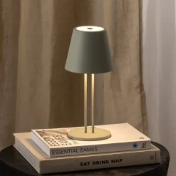 Lindby LED genopladelig bordlampe Janea TWIN, grøn, metal