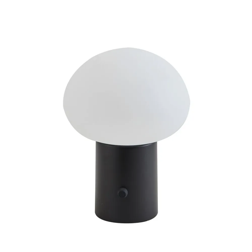 Lindby LED genopladelig bordlampe Zelie, sort, aluminium, IP44