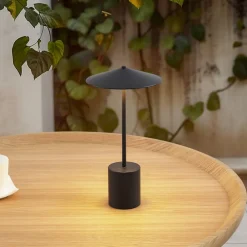 LED genopladelig bordlampe Ayva, sort, aluminium, IP44^Lindby Best