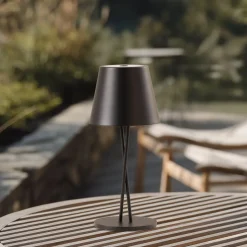 LED genopladelig bordlampe Janea CROSS, sort, metal^Lindby Best