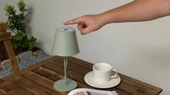 LED genopladelig bordlampe Janea CROSS, grøn, metal^Lindby Discount