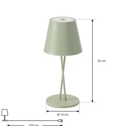 LED genopladelig bordlampe Janea CROSS, grøn, metal^Lindby Discount