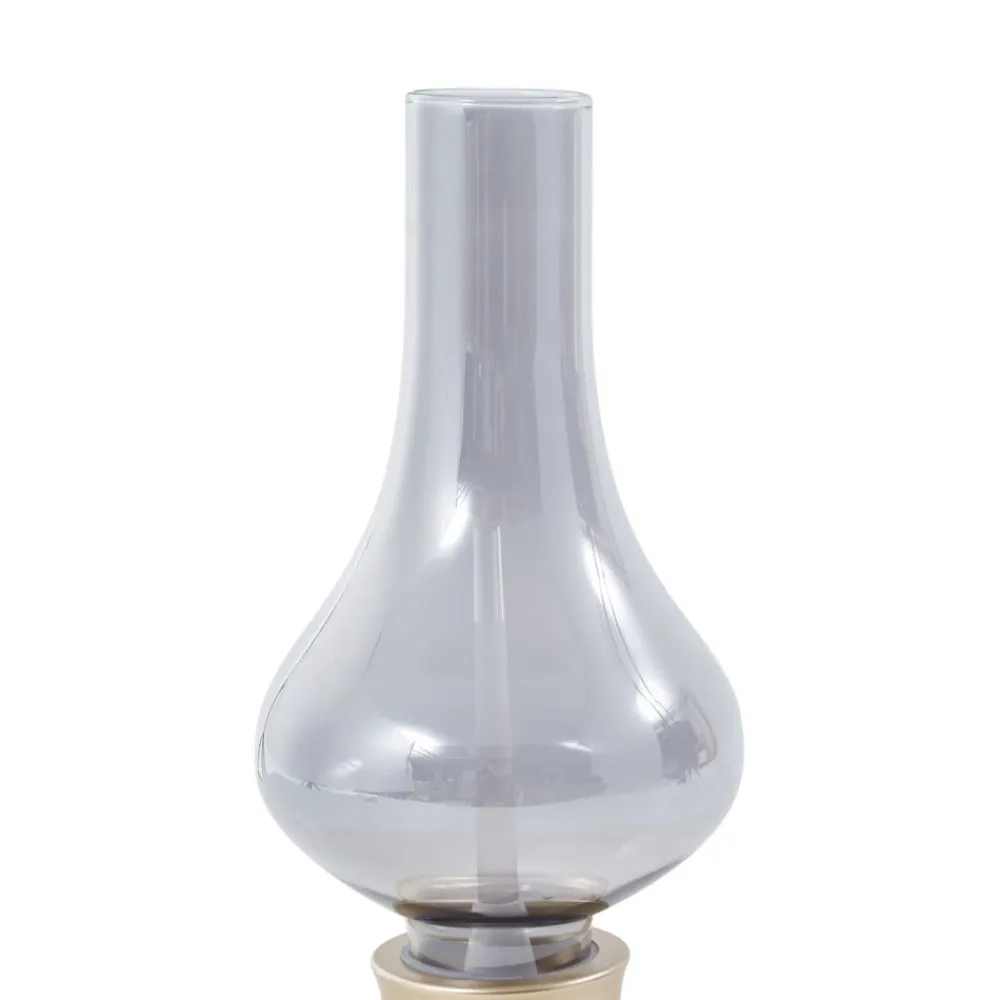 Lindby LED genopladelig bordlampe Maxentius guldfarvet glas dæmper