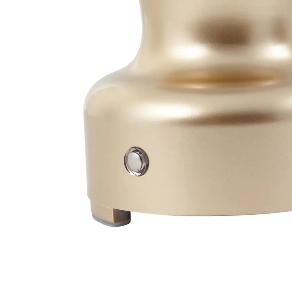 Lindby LED genopladelig bordlampe Maxentius guldfarvet glas dæmper