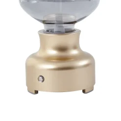 Lindby LED genopladelig bordlampe Maxentius guldfarvet glas dæmper