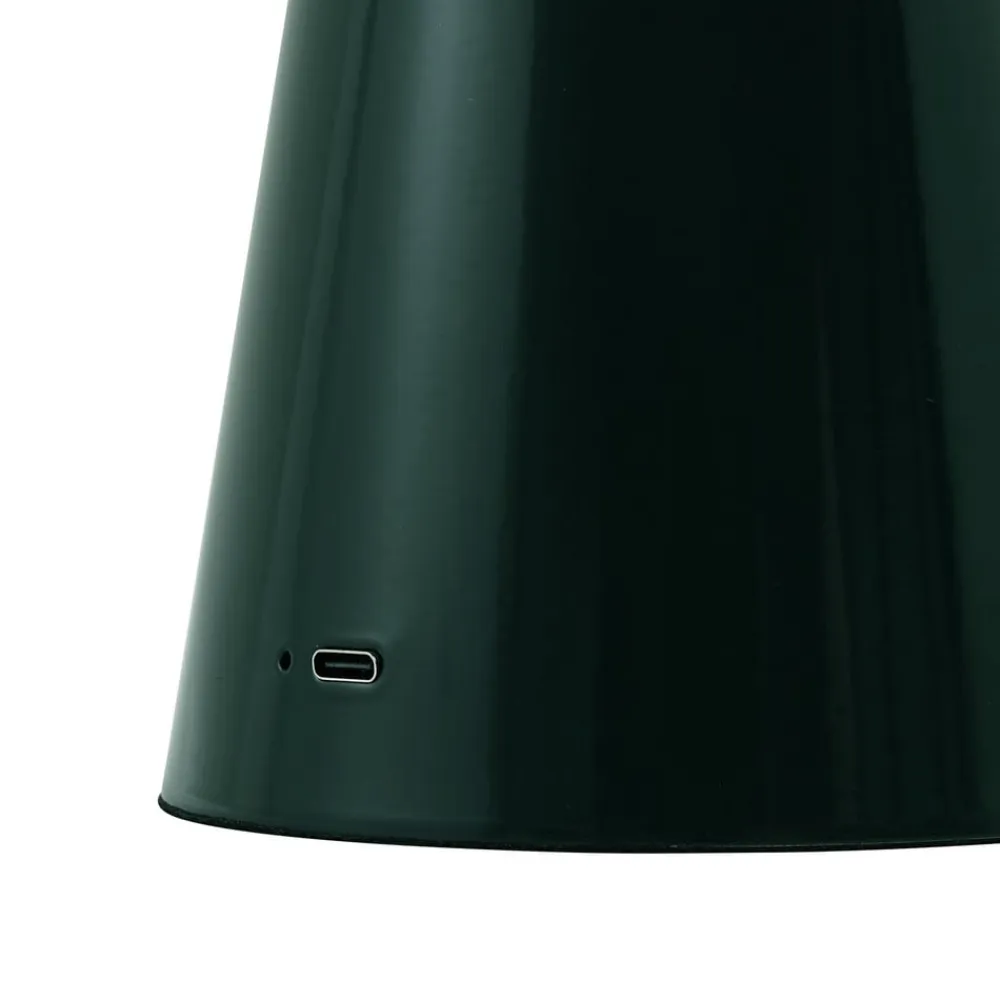 Lindby Pendellamper|Bordlamper>LED genopladelig bordlampe Nevijo, grøn, Ø20 cm, USB, dæmper