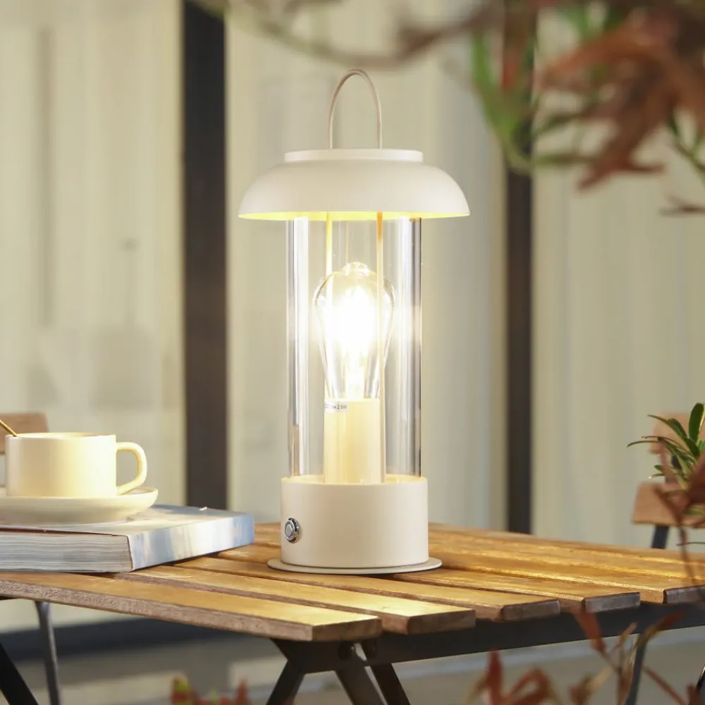 LED genopladelig bordlampe Yvette, abrikos-beige, IP44, touch^Lindby Hot