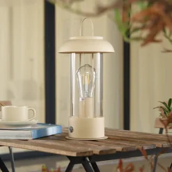 LED genopladelig bordlampe Yvette, abrikos-beige, IP44, touch^Lindby Hot