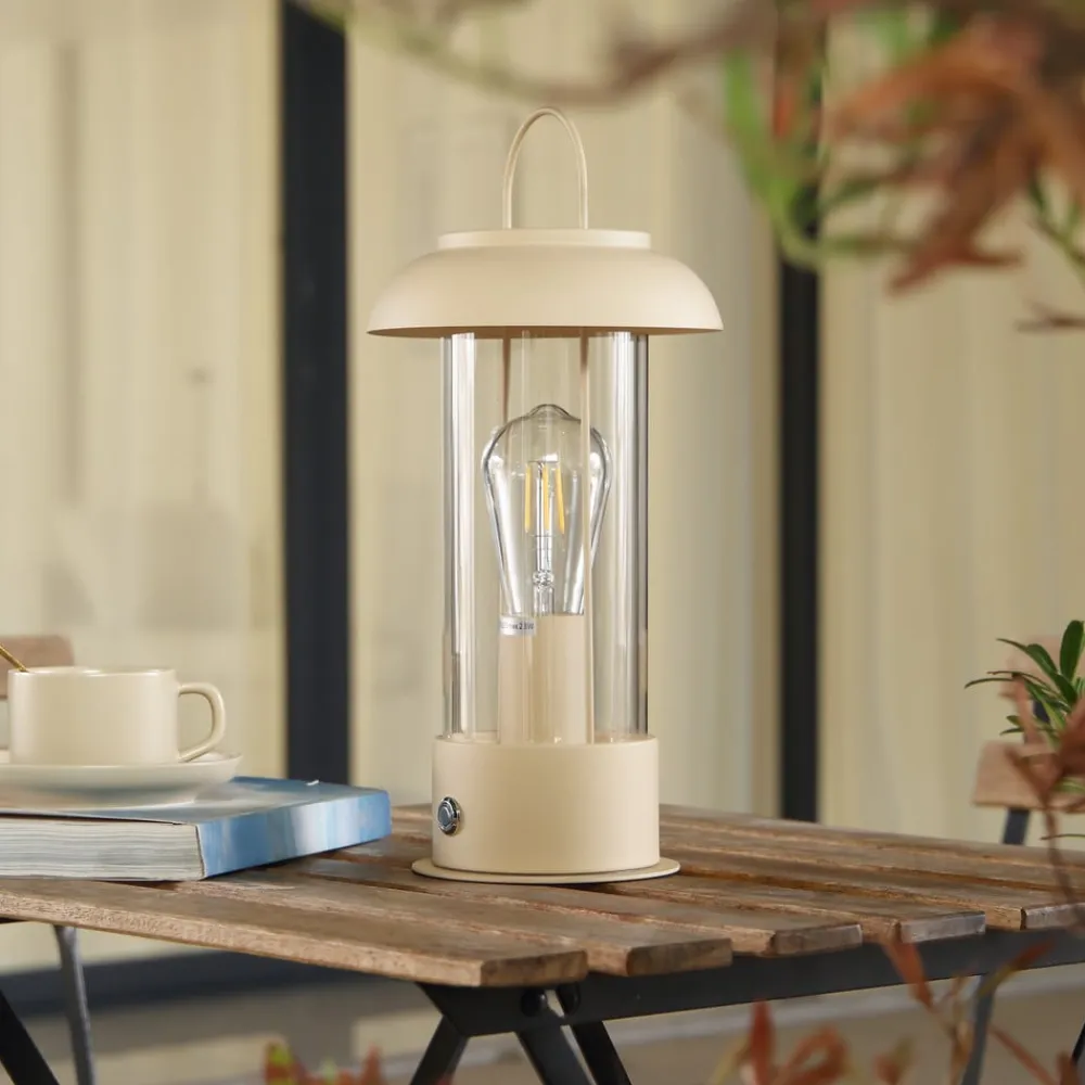 LED genopladelig bordlampe Yvette, abrikos-beige, IP44, touch^Lindby Hot