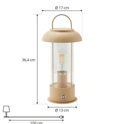 LED genopladelig bordlampe Yvette, abrikos-beige, IP44, touch^Lindby Hot