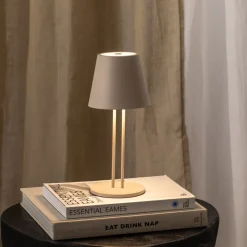 Lindby LED genopladelig bordlampe Janea TWIN, beige, metal