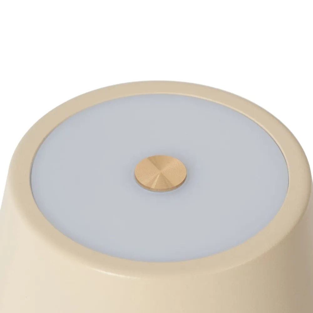 Lindby LED genopladelig bordlampe Janea TWIN, beige, metal