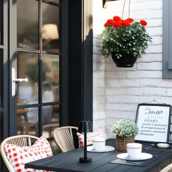 Lindby LED genopladelig lampe Gaja, sort, USB, IP44, RGBW, dæmpbar.