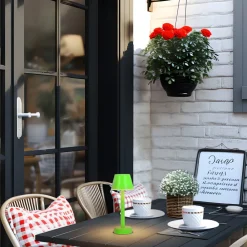 Lindby LED genopladelig lampe Gaja, grøn, USB, IP44, RGBW, dæmpbar