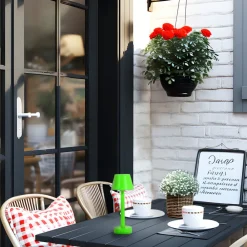 Lindby LED genopladelig lampe Gaja, grøn, USB, IP44, RGBW, dæmpbar