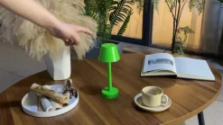 Lindby LED genopladelig lampe Gaja, grøn, USB, IP44, RGBW, dæmpbar