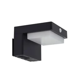 Lindby LED solcellelampe Eleazar, sort, sensor, dæmpbar