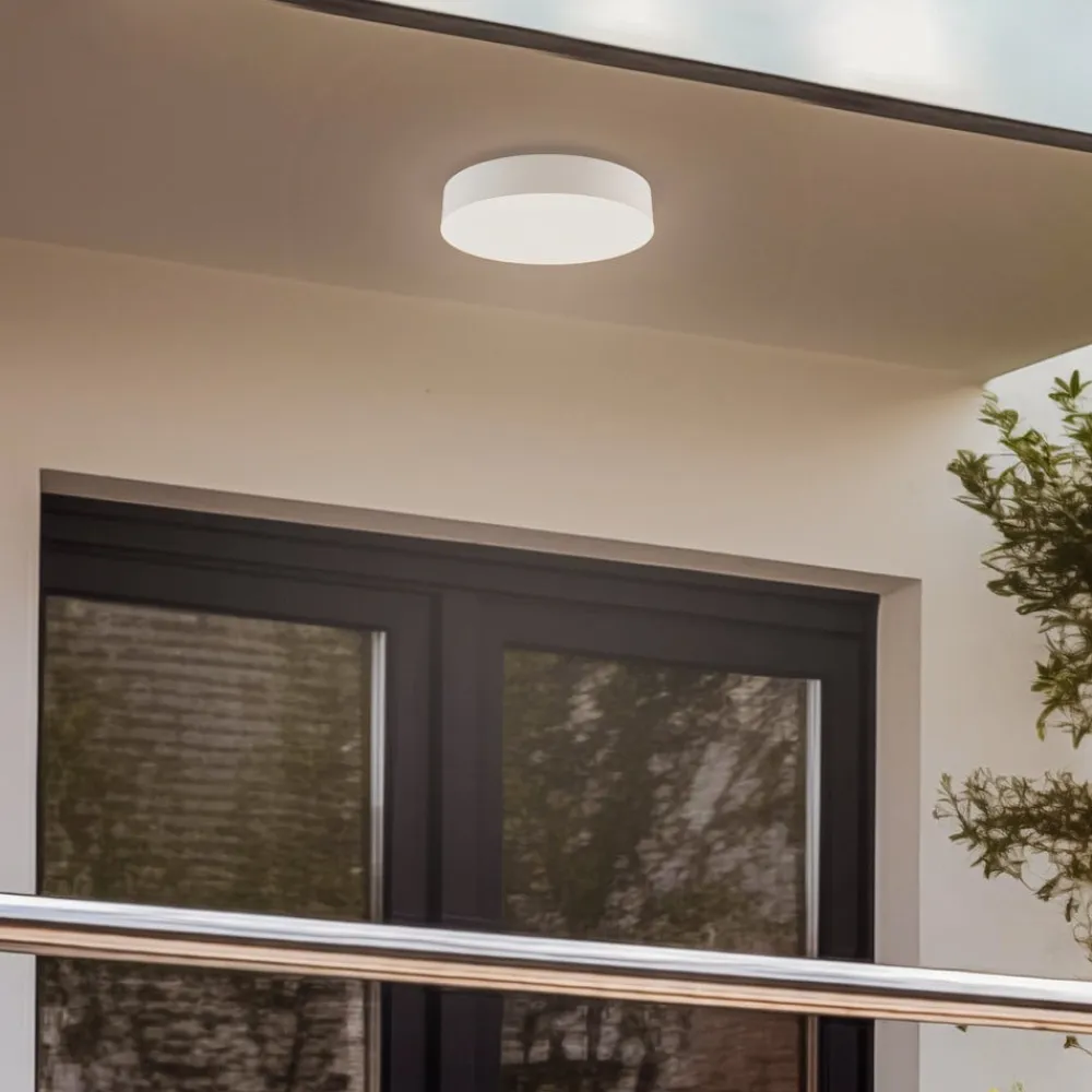 Lindby LED udendørs loftlampe Lahja, hvid, sensor, IP65