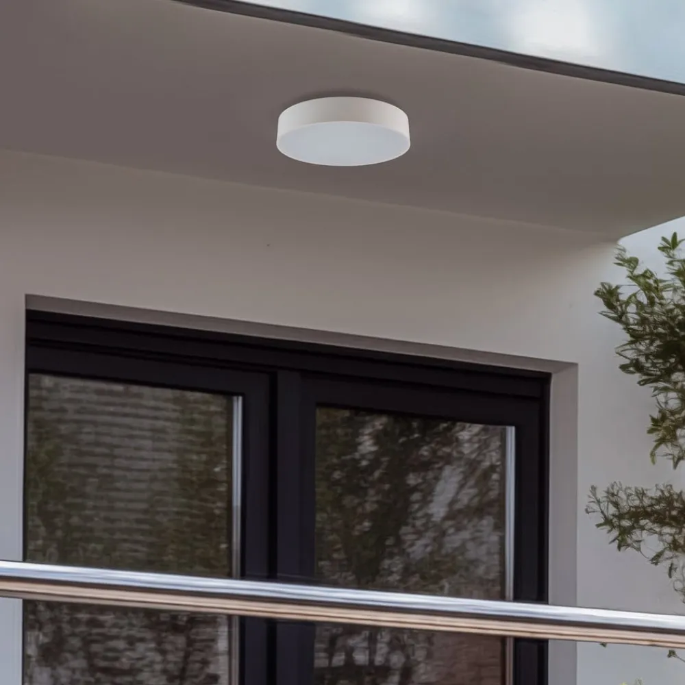 Lindby LED udendørs loftlampe Lahja, hvid, sensor, IP65