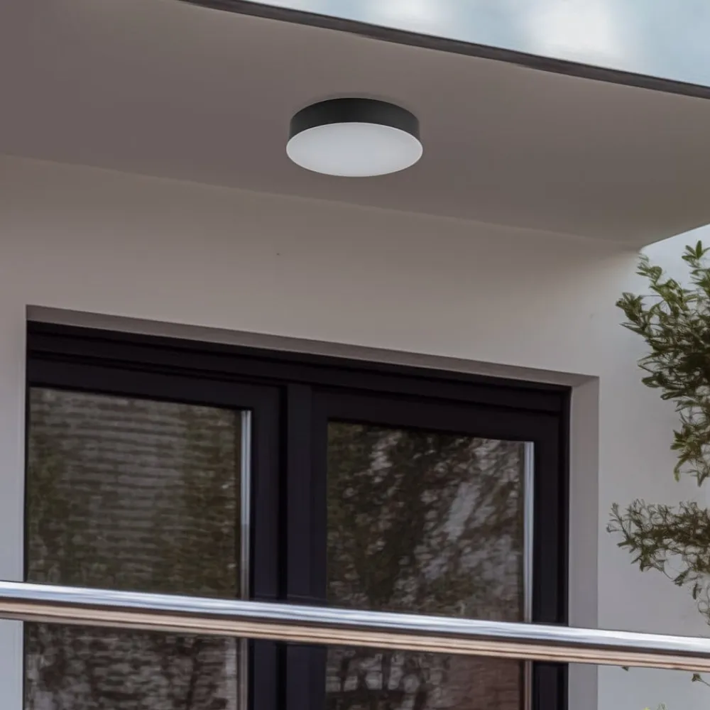 Lindby LED udendørs loftlampe Lahja, antracit, sensor, IP65