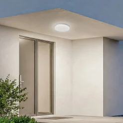 Lindby Terrassebelysning|Udendørs Loftlamper>LED udendørs loftslampe Kirkola, 4000 K, Ø 26 cm, hvid