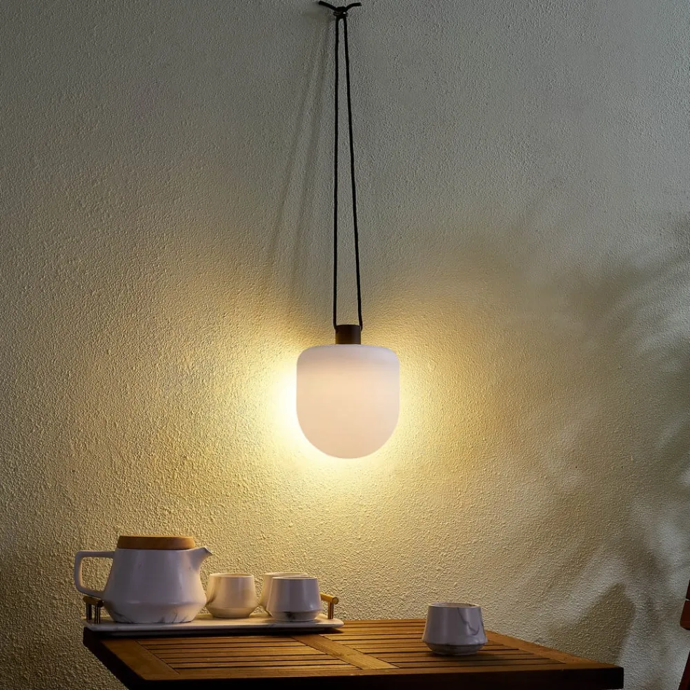 Lindby LED udendørs pendel Eleia, 2.700 K, 16 cm, genopladeligt batteri