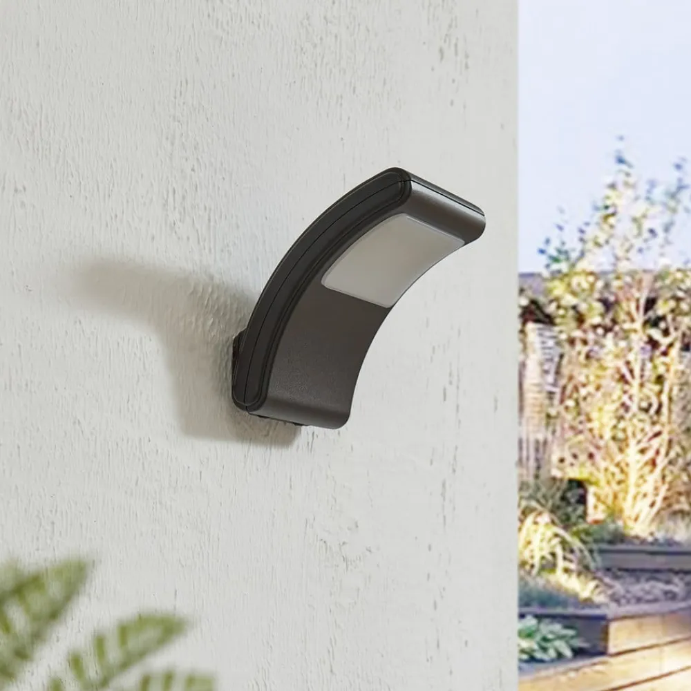 Lindby Udendørs Spot>LED udendørs væglampe Radane, mørkegrå, kantet, IP54